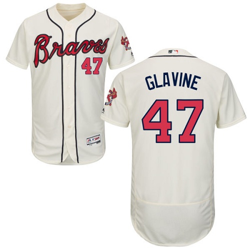Braves #47 Tom Glavine Cream Flexbase Authentic Collection Stitched MLB Jersey - Click Image to Close